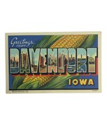 Vintage Greetings From Davenport Iowa Postcard Big Letters Ear Of Corn H... - £9.63 GBP