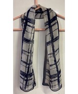 Vintage Silk Scarf Hand Rolled Edge Blue/ White Made in Japan 42” X 18” - $25.79 CAD