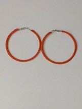 Handmade Aesthetic Crochet Jewellery Orange Hooped Earrings 70MM - £5.79 GBP