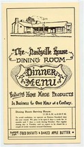 The Nashville House Dining Room Dinner Menu Brown County Indiana Franklin Square - £14.24 GBP