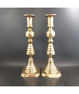 Antique Brass Candlestick Holders British Registry #223580 Queen Anne 18... - $887.42 MXN