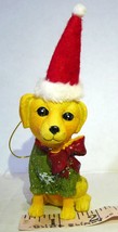 Yellow Lab Puppy Green Sweater Christmas Dog with red bow ornament vintage 1998 - £17.93 GBP