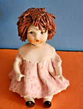 Vintage Lino Zampiva Italy Porcelain Spaghetti Hair Doll Girl Pink Dress - £23.53 GBP