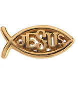 14K Gold Ichthus (Fish) Jesus Lapel Pin - $355.59 CAD