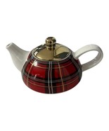 Ciroa Red Plaid Teapot with Gold Lid – Porcelain – Early 2000s - $21.60