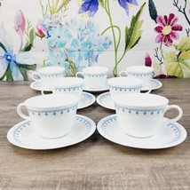 Corelle Snowflake Blue Coffee Tea Cup and Saucer Lot of 7 Corning Vintage - £26.24 GBP
