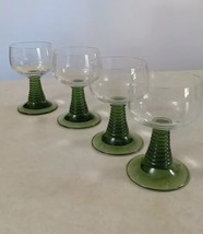 German Green Beehive Stem Glasses Roemer Schnapps Cordial 3&quot; tall Set of... - $24.27