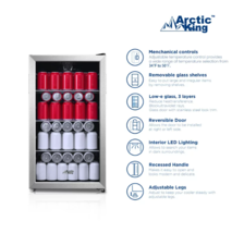 Arctic King 115-Can Beverage Fridge &amp; Cooler, Stainless Steel Look, ARV115B1AST - £180.72 GBP