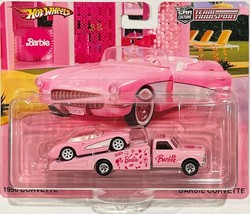 Custom Hot Wheels Team Transport Barbie &#39;56 CORVETTE Car on Ramp Tow Truck w/RR - £137.45 GBP