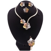 Nigerian Wedding Women Accessories Jewelry Set Fashion Dubai Gold Color Flower S - £27.62 GBP