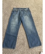 Lucky Brand Straight Mens 36 Blue Dark Wash Jeans Stretch Denim Size 36x28 - $21.49