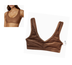 REVOLVE WeWoreWhat Womens Brown Ribbed V-Neck Sports Bra Sz Small - £27.24 GBP