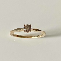 Natural Certified 1/4ct Champagne Argyle Diamond 18k Yellow Gold Girls Gift Ring - £707.76 GBP