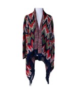 Absolutely Famous Cardigan Poncho XL Tribal Print Sweater Blue Red Olive... - $25.79 CAD