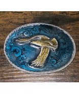 Soaring Eagle Blue Enamel Belt Buckle C+J 1985 #1064 - $31.27