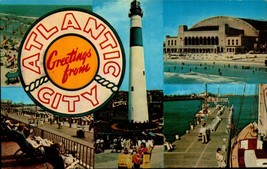 Rare Chrome Postcard -Greetings From Atlantic City Nj Multi View -BK36 - £3.95 GBP