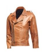 LE Exclusive Distressed Tan Leather Vintage Men&#39;s Jacket - $2,827.01 MXN