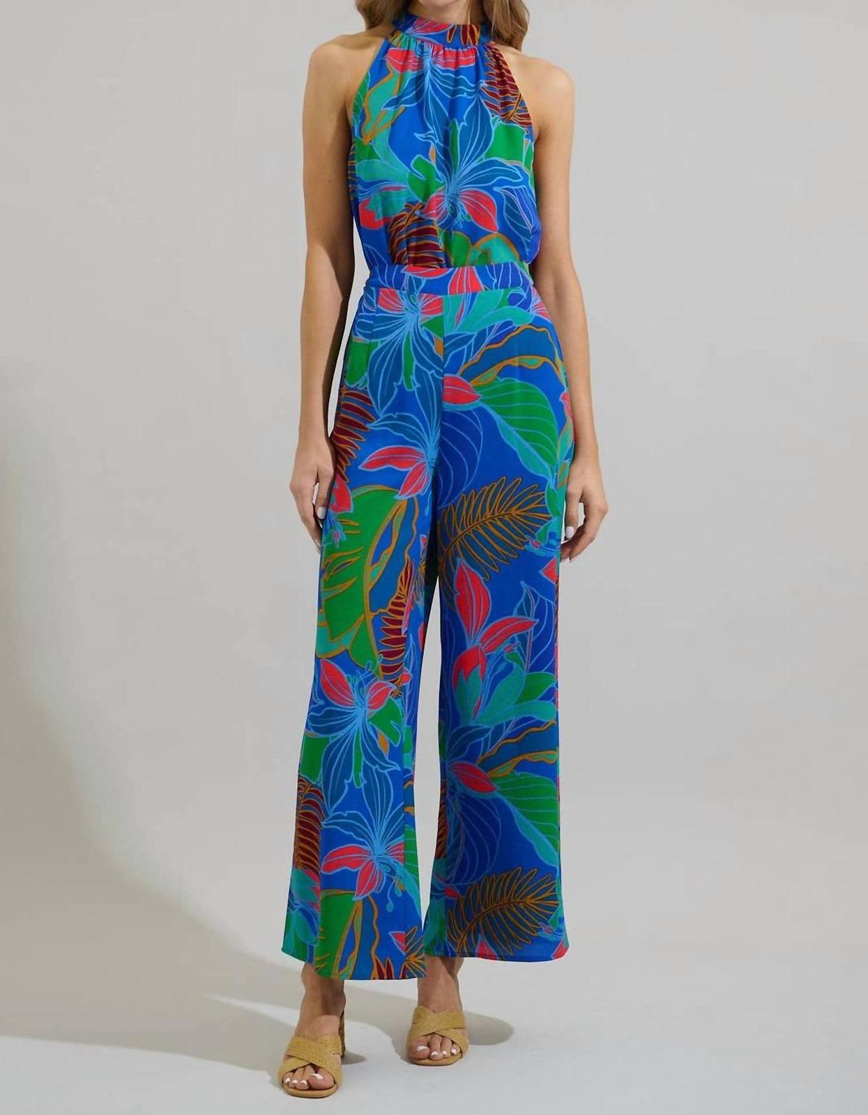 Sugarlips malton tropical elena floral wide leg pants Cobalt-Multi - $50.00