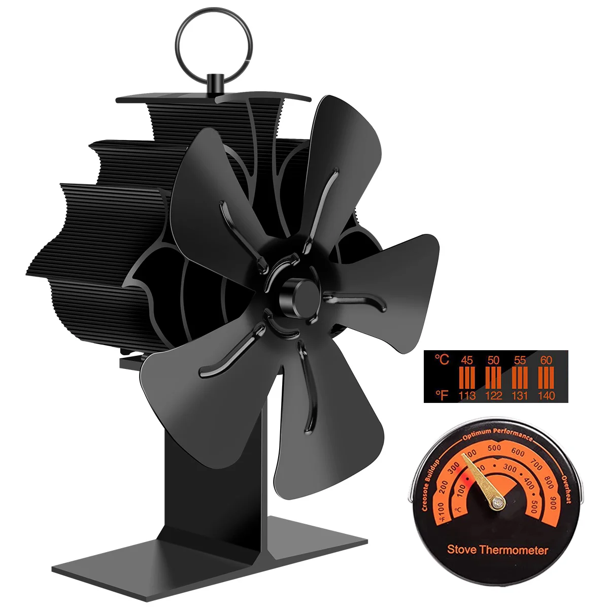 New  Stove Fan 5 Blades Silent Firep Fan Non-Electric Automatic Work Hea... - $103.87