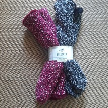 Jane &amp; Bleecker 2 Pair Slipper Socks for Ladies: Popcorn Stitch Pink/Black - £18.87 GBP