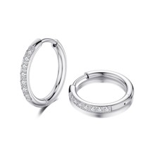 30pcs Crystal Gem Huggie Ear Ring Hoop Earrings for Women Gold Color Staniless S - £71.98 GBP