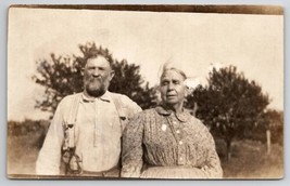 RPPC Country Life Sweet Old Folk Couple Man Woman Photo Postcard R30 - £10.14 GBP
