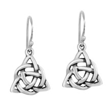 Spiritual Celtic Trinity Weave Knot Sterling Silver Dangle Earrings - £17.72 GBP