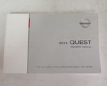 2012 Nissan Quest Van Owner&#39;s Manual Original [Paperback] Nissan - £22.01 GBP
