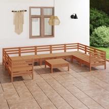 10 Piece Garden Lounge Set Honey Brown Solid Wood Pine - £344.77 GBP