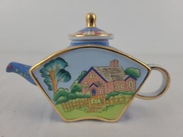 Vivian Chan Mini Fan Shaped Ceramic Teapot Country Cottage &amp; Flowers 200... - $13.95
