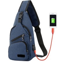 DGs Crossbody USB Charging Sling Bag- Travel Bag - Blue - £34.36 GBP