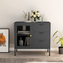 Sideboard Anthracite Steel Medium Height-Adjustable Shelves - $269.99