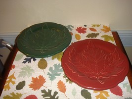 Longaberger Pottery Falling Leaf Plates Paprika &amp; Ivy - $19.99