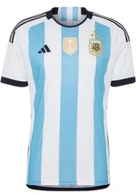 adidas Men&#39;s Soccer Argentina 3-Star Winners Home Jersey Size Large Brand New - £69.34 GBP