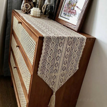 Vintage 11.8&quot;x70.8&quot; Farmhouse Crochet Beige Doily Boutique Country Table... - £17.22 GBP