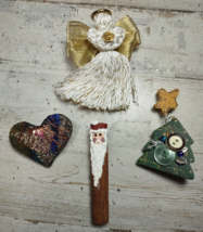 Lot of 4 Vintage Christmas Brooches Pins Folk Art Style Angel Santa Tree... - £8.67 GBP