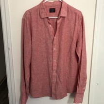 Untuckit Men&#39;s Large 100% Linen Long Sleeve Shirt Red Wrinkle Resistant ... - $21.25