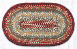 Earth Rugs C-417 Thistle Green Country Red Oval Braided Rug 27&quot; x 45&quot; - £54.48 GBP