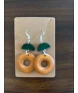 Simple Double Circle Wooden Trendy Earrings 2 Color - GREEN and LIGHT Wood - $7.91