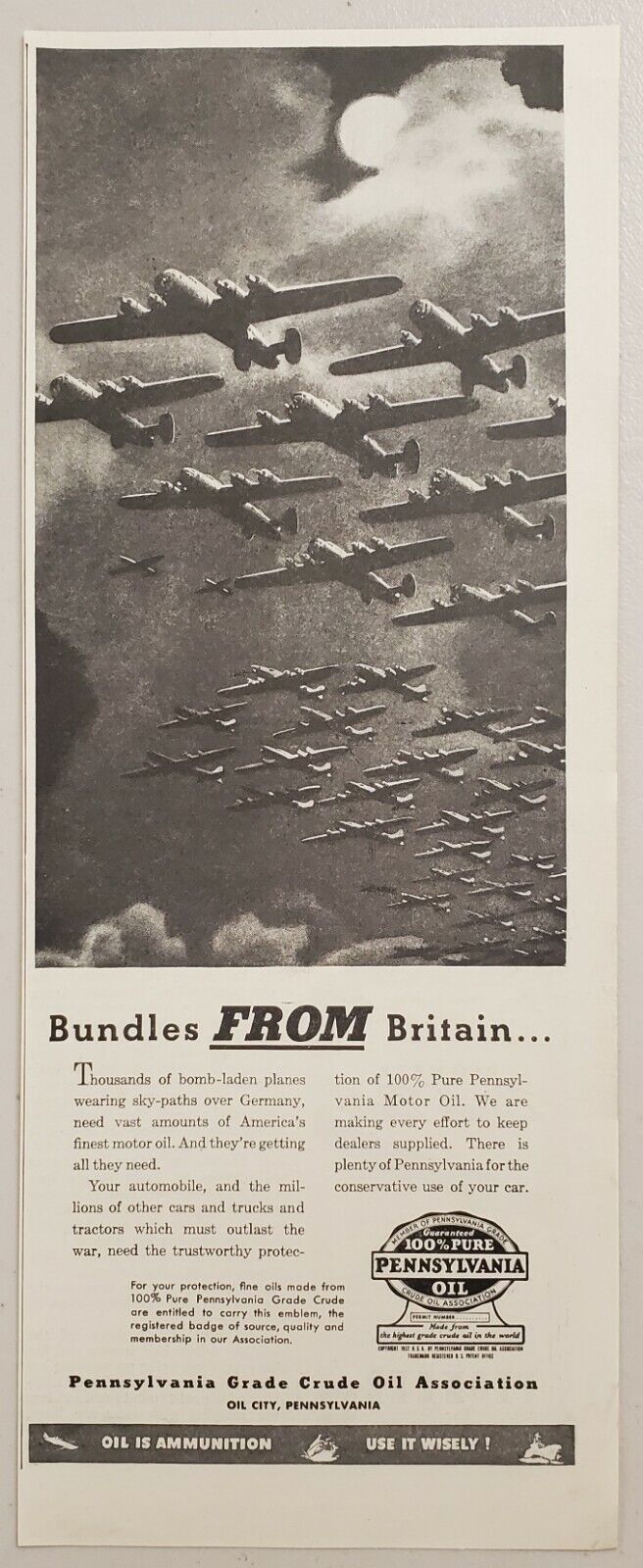 Primary image for 1942 Print Ad Pennsylvania Oil B-24 Liberator Bombers Oil City,PA