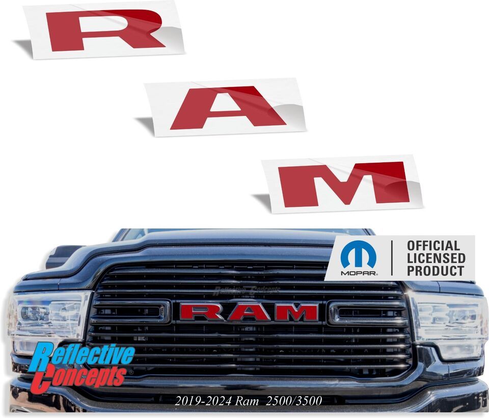 RAM Grille Emblem Overlay Decal Sticker - Fits 2019-2024 Ram 2500 3500Mopar O...