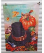 28" X 39" GARDEN FLAG Fall brown yellow Orange Harvest Pumpkin leaves - $14.80