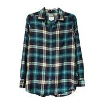 American Eagle Womens Green Blue AHH Mazingly Soft Boyfriend Flannel Shi... - $12.86