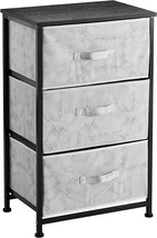 Urban Shop 3 Tier Fabric Drawer Storage Cart With Mdf Wood Frame, Grey Marble - £43.15 GBP