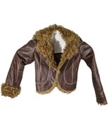 DKNY Spanish Lamb Shearling Jacket Sz P Small Womens Brown Leather Petit... - $549.41 CAD