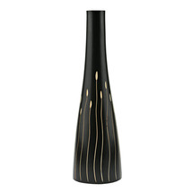 Chic Modern Lines Black and Natural Mango Tree Wood Bottle-Shaped Vase - $20.58