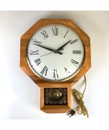 Vtg MCM Sessions United Convex Domed Electric Wall Clock Brass Pendulum ... - $45.00