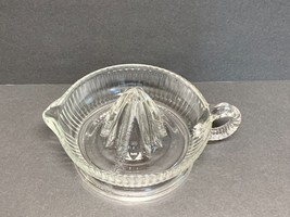 Vintage Glass Reamer Juicer Footed Bottom with Loop Handle Clear Glass Ribbed #2 - £7.01 GBP