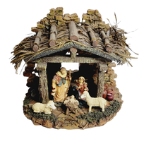 Christmas Resin Nativity Scene One Piece 7 Inch Manger Creche Straw Roof - £19.44 GBP