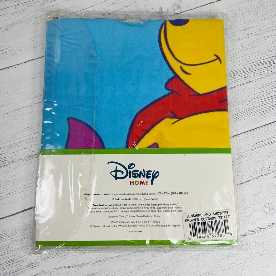 Disney Home Pooh Collection Showers And Sunshine 72x72 Vinyl Shower Curtain NEW Item image 6